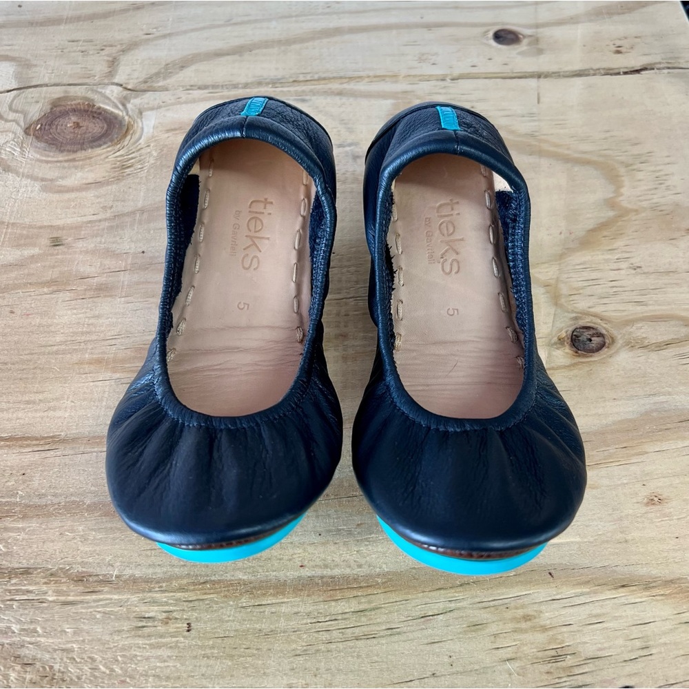 Tieks By Gavrieli Womens Foldable Slip On Ballet Flats Size 5 Black Leather